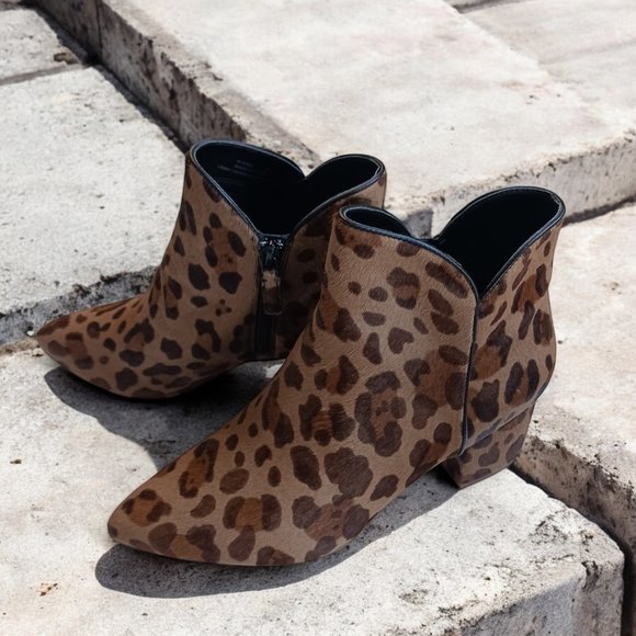 Cole Haan Elyse Bootie Mercer Ocelot Print Calf Hair Ankle Boots – Size 8B - Picture 3 of 13